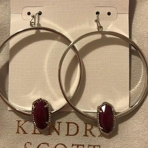 Elora Hoop Earrings in Maroon Jade Rhodium Plated